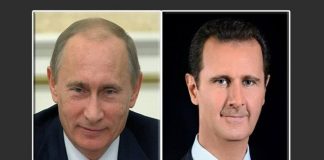 الرئيس الأسد يتلقى برقية تعزية من الرئيس بوتين بشهداء الاعتداء الإرهابي على الكلية الحربية بحمص